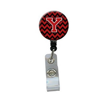 CAROLINES TREASURES Letter Y Chevron Black and Red Retractable Badge Reel CJ1047-YBR